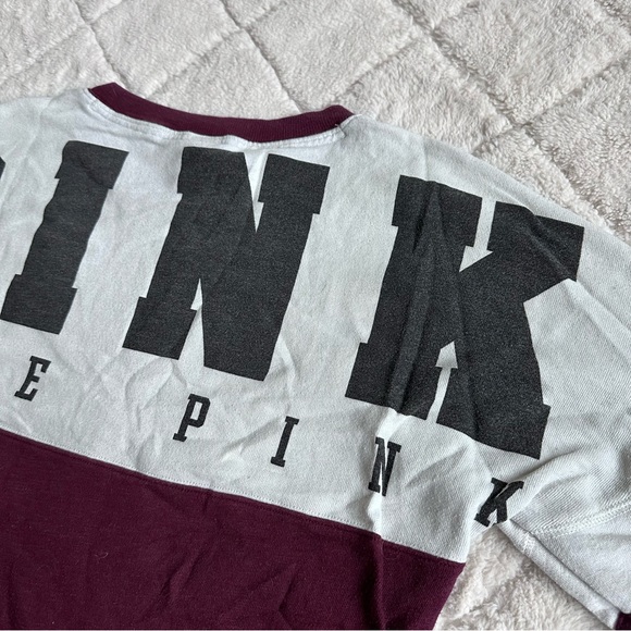 Victoria's Secret PINK | Maroon & Cream Logo Varsity Crew | Size Extra Small - Picture 5 of 10